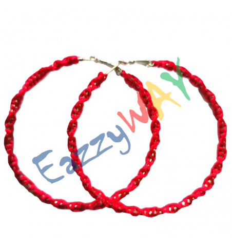 Red Hoop Earrings - Thread Wrapped Red Hoop Earrings - Thread Wrapped