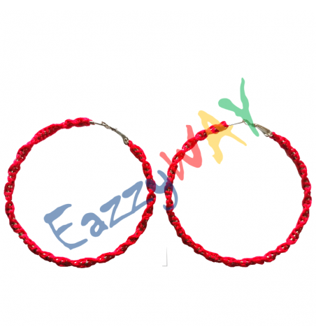 Red Hoop Earrings - Thread Wrapped Red Hoop Earrings - Thread Wrapped